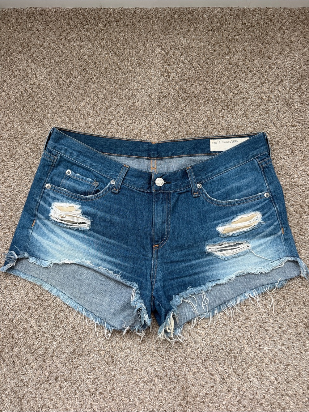 Distressed Blue Denim Women's Shorts by Rag and Bone 29 Freeport